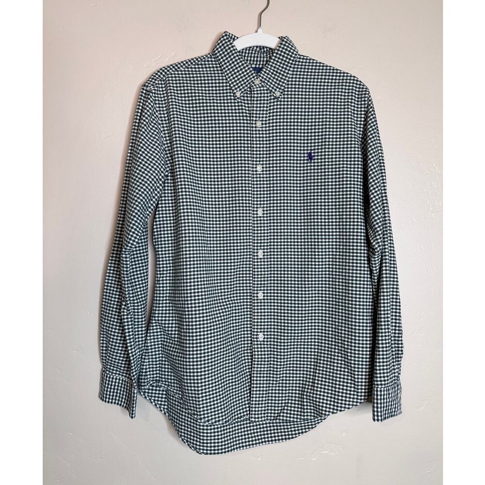 Men's Ralph Lauren Green White Gingham Custom Fit Medium